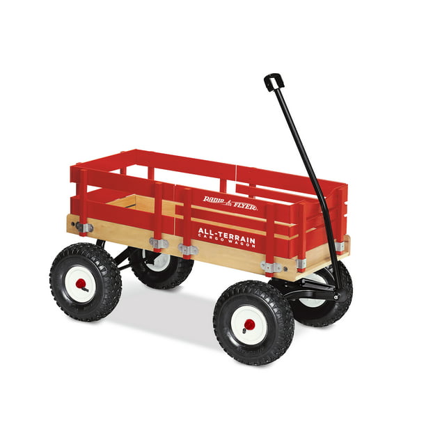 Capacity Pneumatic Tires Red All-Terrain Wooden Racer Wagon Garden Cart 200 lb